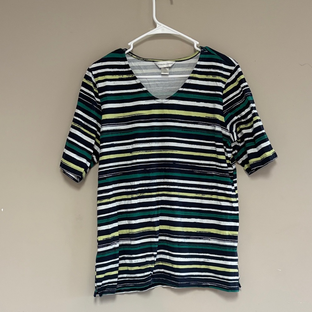 Christopher & Banks Striped Tee with Blue and White